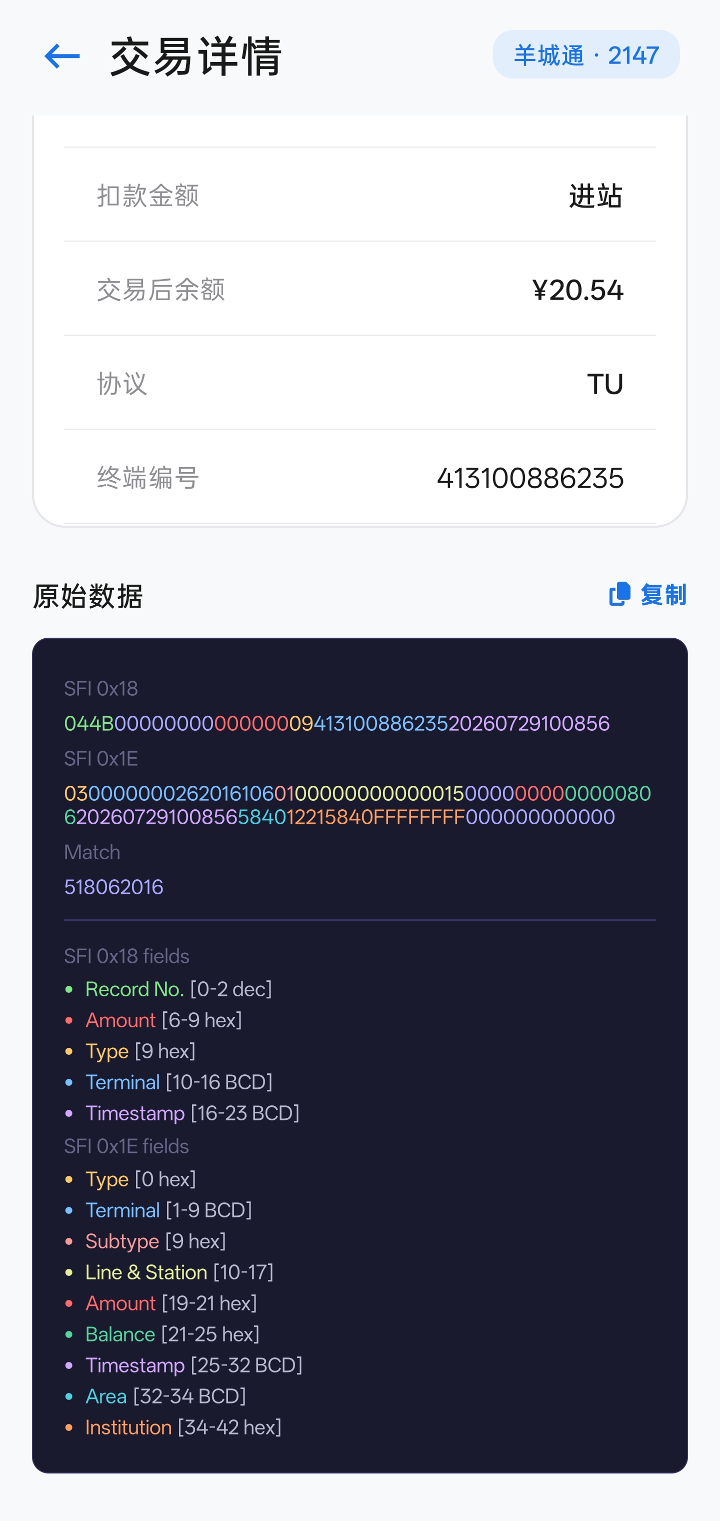 行旅录交易记录 - 交易详情
